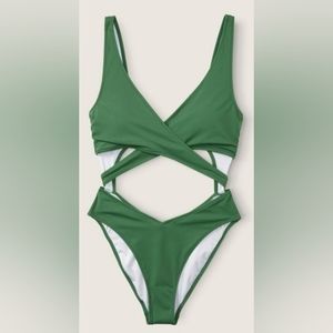 S L XL PINK Swim Body Wrap One Piece Swimsuit Green
